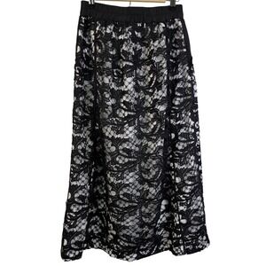 NEW Joh. Lace Overlay Maxi Skirt Black and White Size Small